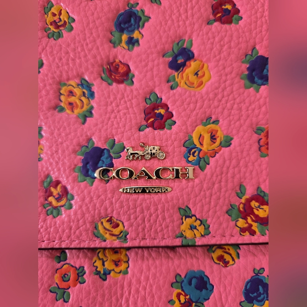 NWT COACH Leather Crossbody Pink Lemonade Floral Bag - Picture 3 of 16